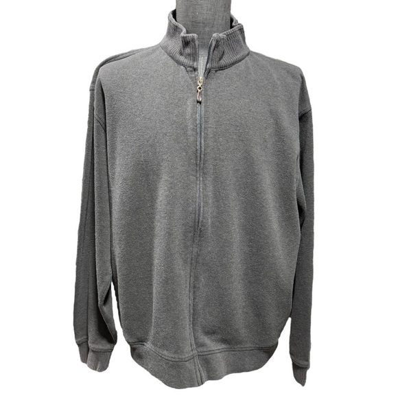 L.L. Bean Other - LL Bean Gray Zip Cardigan Jacket Mens XL Cotton Mock Neck Office Neutral Classic